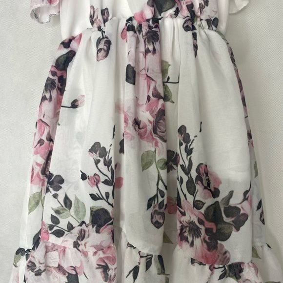 Toddler wedding flower girl dress white with pink flowers 2 T - Picture 2 of 8